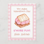 Waterverf Pink Gingham's mores Valentijns Kaarten (Voorkant)