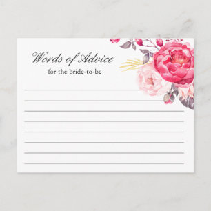 Waterverf Pink Gold Floral Woorden van Advice Kaar Advieskaart