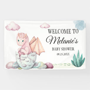 Waterverf Pink Hatching Dragon Pink Clouds Spandoek