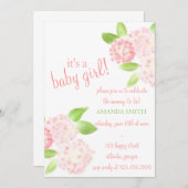 Waterverf Pink Hydrangea Uitnodiging (Voorkant / Achterkant)