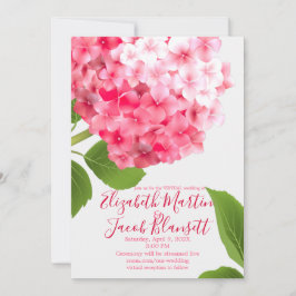 Waterverf Pink Hydrangea Virtual Wedding Kaart