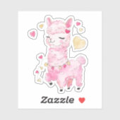 Waterverf Pink Llama Sticker (Vel)