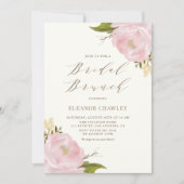 Waterverf Pink Peonies Bridal Brunch Kaart (Voorkant)