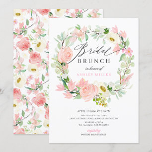 Waterverf Pink Peonies Floral Bridal Brunch Kaart