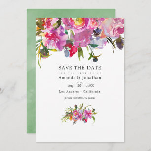  Waterverf Pink Peonies Weddenfoto Save The Date