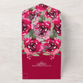 Waterverf Pink Peonies Wedding All In One Uitnodiging (Buitenkant)