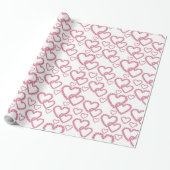 Waterverf Pink Peony Hearts Cadeaupapier (Uitgerold)
