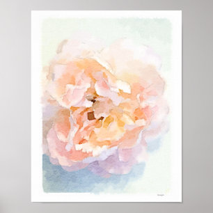 Waterverf Pink Peony poster, kunstdruk Poster