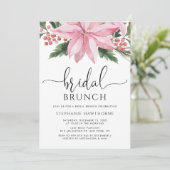 Waterverf Pink Poinsettia Winter Bridal Brunch Kaart (Staand voorkant)