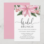 Waterverf Pink Poinsettia Winter Bridal Brunch Kaart (Voorkant / Achterkant)