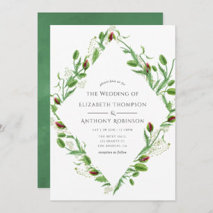 Waterverf Pink Poppies Wedding Kaart