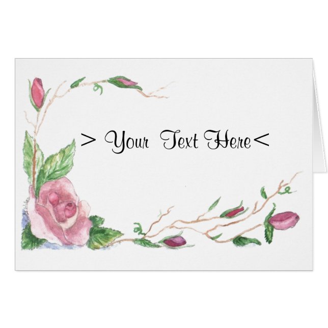 Waterverf Pink Rose Border (Voorkant Horizontaal)