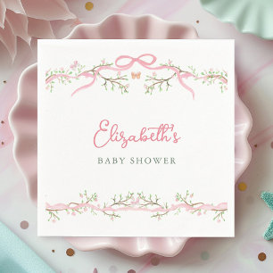 Waterverf Pink Spring Garden Baby shower Servet