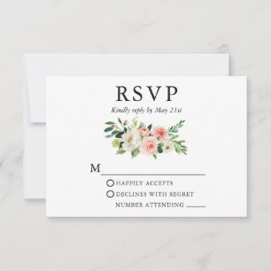 Waterverf Pink White Floral RSVP Kaartje