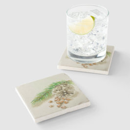 Waterverf Pinõnnoten Pinecone New Mexico Stenen Onderzetter