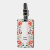 Waterverf Pioen Bloem Bagagelabel (Voorkant verticaal)