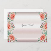 Waterverf Pioen Bloem Briefkaart (Voorkant / Achterkant)