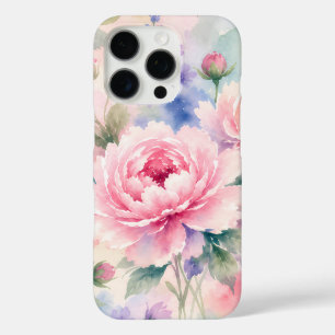 Waterverf Pioen Bloem iPhone 16 Pro Hoesje