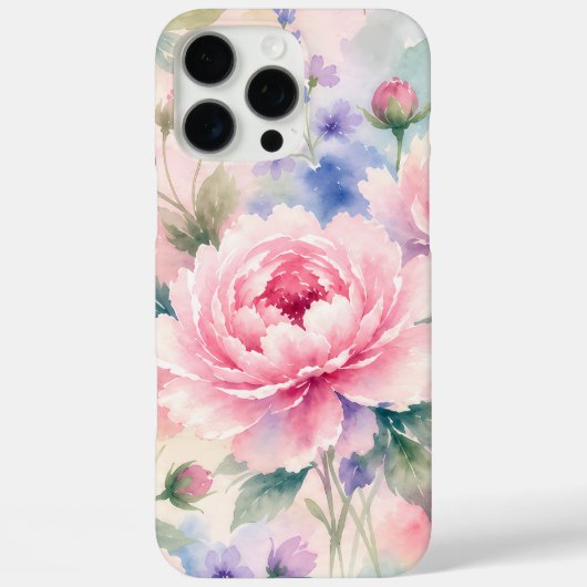 Waterverf Pioen Bloem Case-Mate iPhone Case (Achterkant)