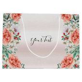Waterverf Pioen Bloem Gift Bag Groot Cadeauzakje (Achterkant)