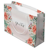 Waterverf Pioen Bloem Gift Bag Groot Cadeauzakje (Achterkant Gekanteld)