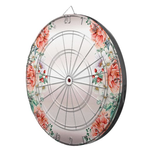 Waterverf Pioen Flower Dartboard Dartbord (Voorkant Rechts)