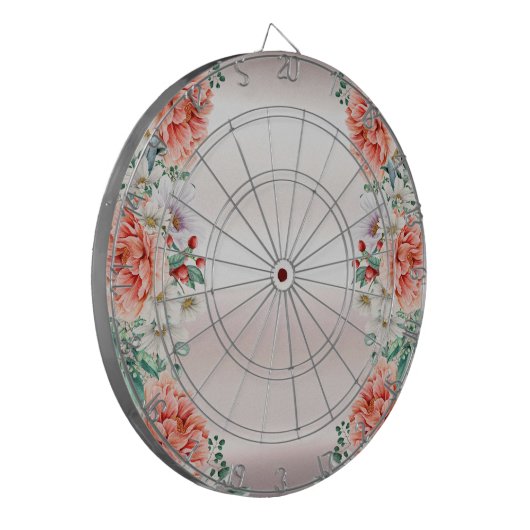 Waterverf Pioen Flower Dartboard Dartbord (Voorkant Links)