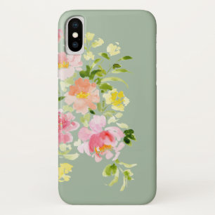 Waterverf pioen tuin iPhone x hoesje