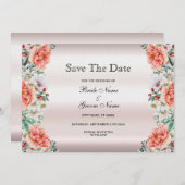 Waterverf Pioenbloem Bewaar de datum Save The Date (Voorkant / Achterkant)