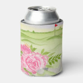 Waterverf pioenen op golfbaan blikjeskoeler (Blikje Voorkant)