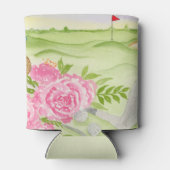 Waterverf pioenen op golfbaan blikjeskoeler (Achterkant)