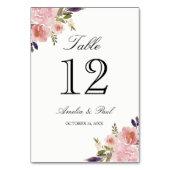 Waterverf Pioenen Roze Trouwtafel Aantal Kaarten (Achterkant)