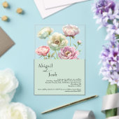  Waterverf Pioenen Sage Wedding Acryl Uitnodigingen (Insitu (Huwelijk))