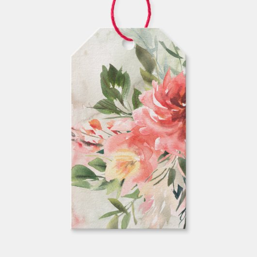 Waterverf Pioenrozen gepersonaliseerd geschenk Lab Cadeaulabel (Voorkant)