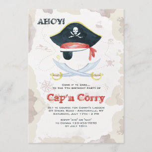Waterverf Pirate Invitation Kaart