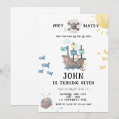 Waterverf Piraten Verjaardag Kaart (Voorkant / Achterkant)