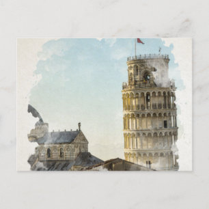 Waterverf Pisa Italië Art Briefkaart