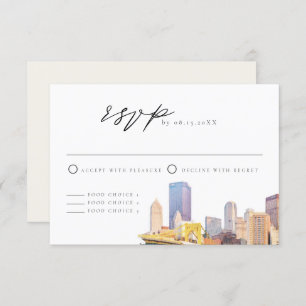 Waterverf Pittsburgh Skyline RSVP-kaart Kaart