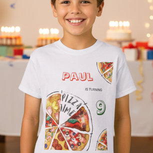 Waterverf Pizza Feest Verjaardag T-shirt