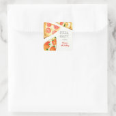 Waterverf Pizza Feest Verjaardag Vierkante Sticker (Tas)