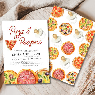 Waterverf Pizza & Pacifiers Baby shower Kaart