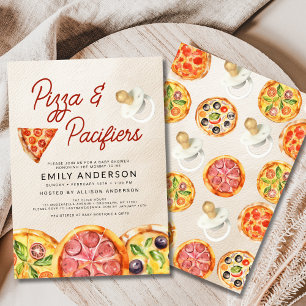 Waterverf Pizza & Pacifiers Baby shower Kaart