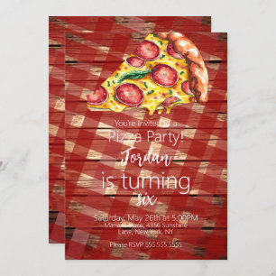 Waterverf Pizza Segmenten Birthday Party Script B Kaart