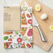 Waterverf Pizza Slices Nonna Oma Recept Theedoek (Quarter Fold)