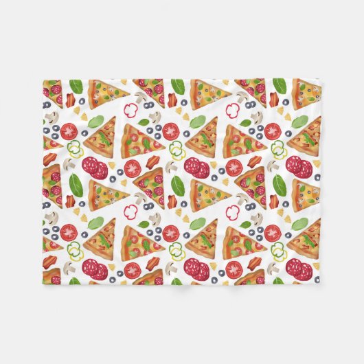 Waterverf Pizza Slices Pattern Fleece Deken (Voorkant (Horizontaal))
