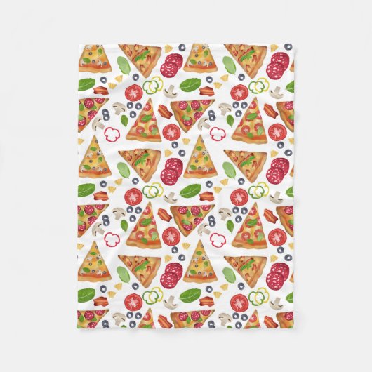 Waterverf Pizza Slices Pattern Fleece Deken (Voorkant)