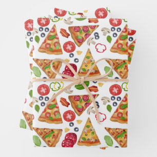 Waterverf Pizza Slices Pattern Inpakpapier Vel