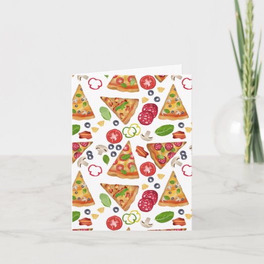 Waterverf Pizza Slices Pattern Kaart (Voorkant)