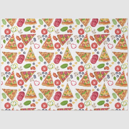 Waterverf Pizza Slices Pattern Tissuepapier (Voorkant)