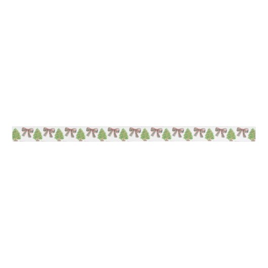 Waterverf Plaid Bow en Kerst Topiary Grosgrain Lint (Voorkant)